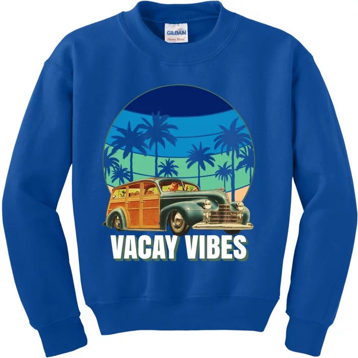 1940's Lowrider Station Wagon Vacay Vibes Family Vacation Gift Kids Sweatshirt