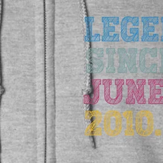 13YearOld Legend Since June 2010 13th Birthday Full Zip Hoodie