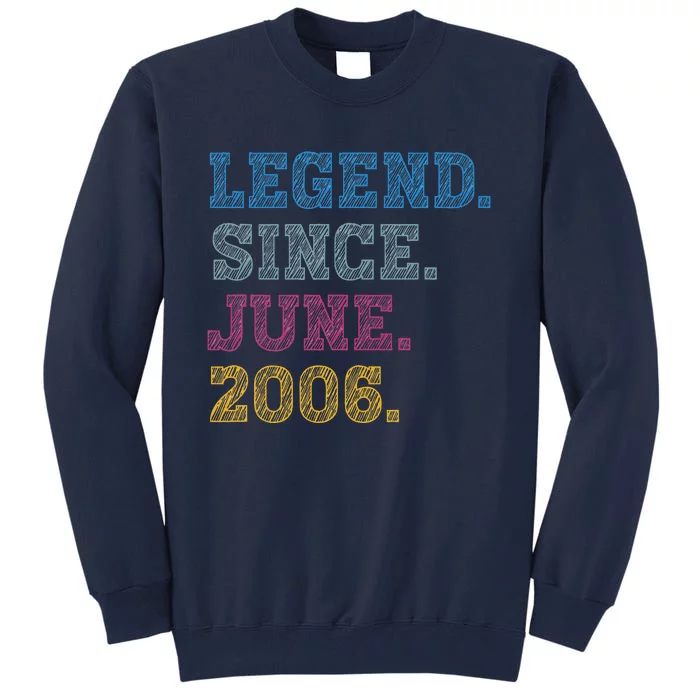 17YearOld Legend Since June 2006 17th Birthday Tall Sweatshirt