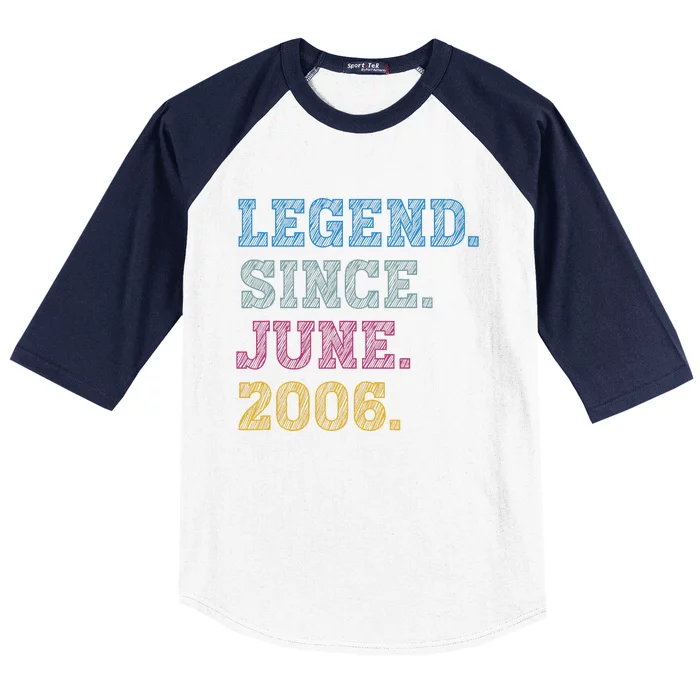 17YearOld Legend Since June 2006 17th Birthday Baseball Sleeve Shirt