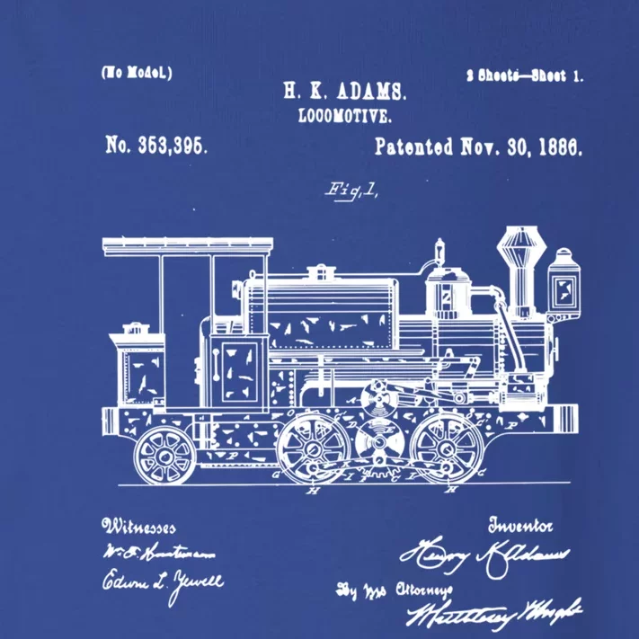 1886 Locomotive Steam Train Gift Retro Patent Blueprint Gift Toddler Long Sleeve Shirt