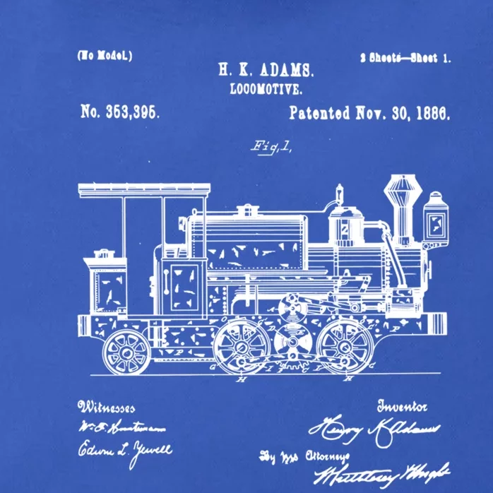 1886 Locomotive Steam Train Gift Retro Patent Blueprint Gift Zip Tote Bag