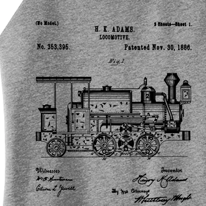 1886 Locomotive Steam Train Gift Retro Patent Blueprint Gift Women’s Perfect Tri Rocker Tank