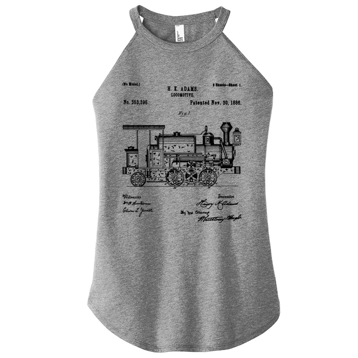 1886 Locomotive Steam Train Gift Retro Patent Blueprint Gift Women’s Perfect Tri Rocker Tank