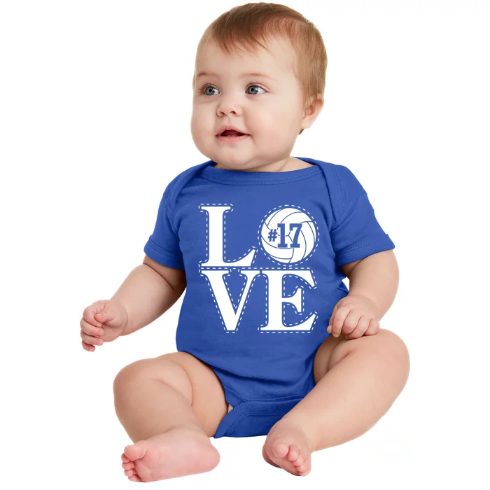 #17 Love Volleyball Mom Dad Proud Fan Gift Baby Bodysuit