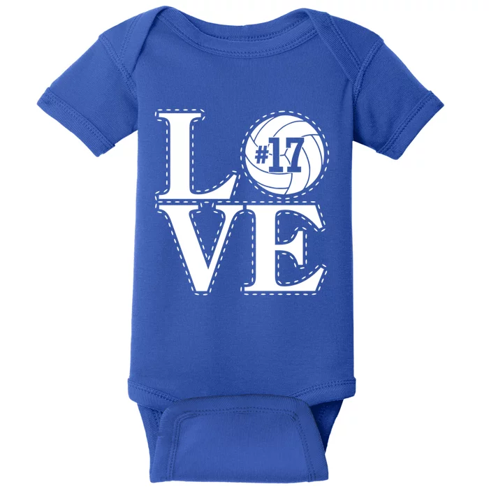 #17 Love Volleyball Mom Dad Proud Fan Gift Baby Bodysuit