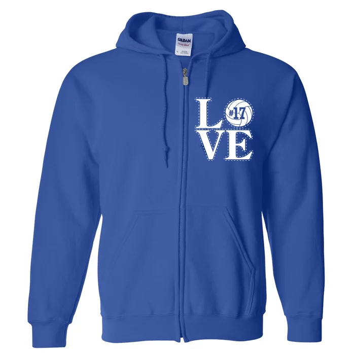 #17 Love Volleyball Mom Dad Proud Fan Gift Full Zip Hoodie