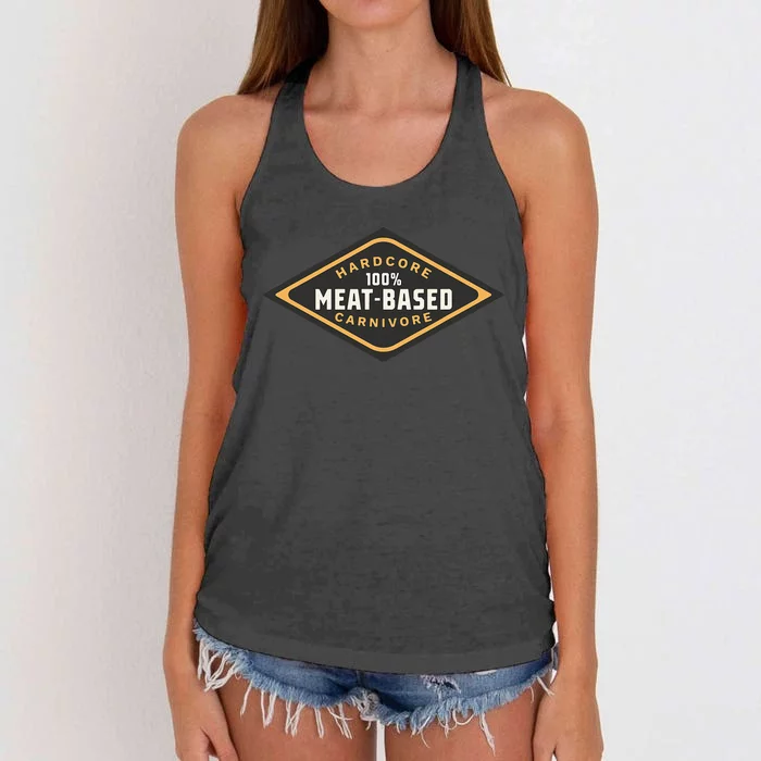 100 Meat Based Hardcore Carnivore Women's Knotted Racerback Tank