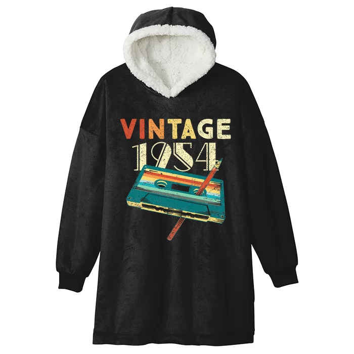 1954 Music Cassette 70th Birthday Gifts 70 Years Old Hooded Wearable Blanket