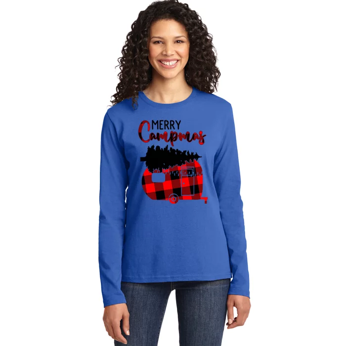 1kyl Merry Campmas Christmas Xmas Plaid Camping Rv Camper Meaningful Gift Ladies Long Sleeve Shirt