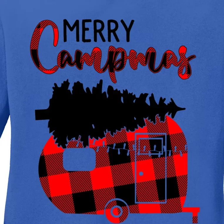 1kyl Merry Campmas Christmas Xmas Plaid Camping Rv Camper Meaningful Gift Ladies Long Sleeve Shirt