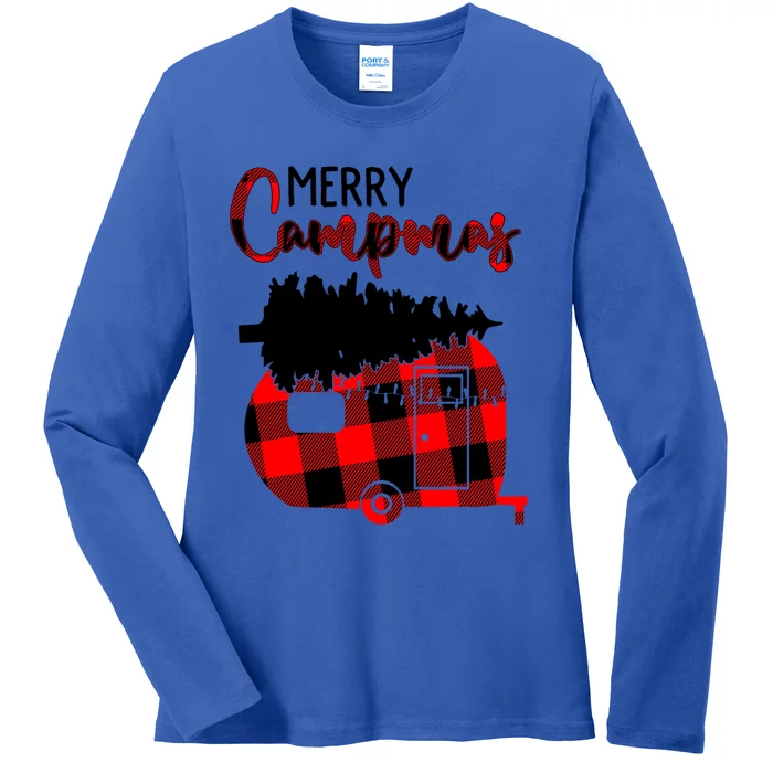 1kyl Merry Campmas Christmas Xmas Plaid Camping Rv Camper Meaningful Gift Ladies Long Sleeve Shirt