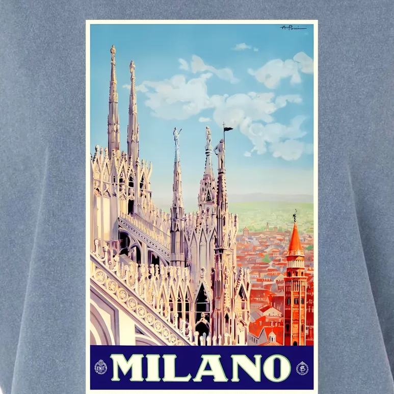 1930 Milan Cathedral Italy Travel Poster Garment-Dyed Women's Muscle Tee