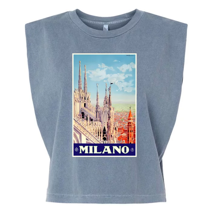 1930 Milan Cathedral Italy Travel Poster Garment-Dyed Women's Muscle Tee