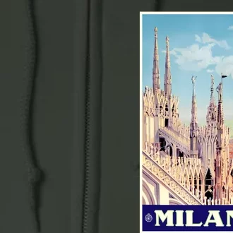 1930 Milan Cathedral Italy Travel Poster Full Zip Hoodie