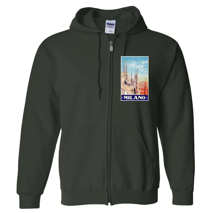 1930 Milan Cathedral Italy Travel Poster Full Zip Hoodie