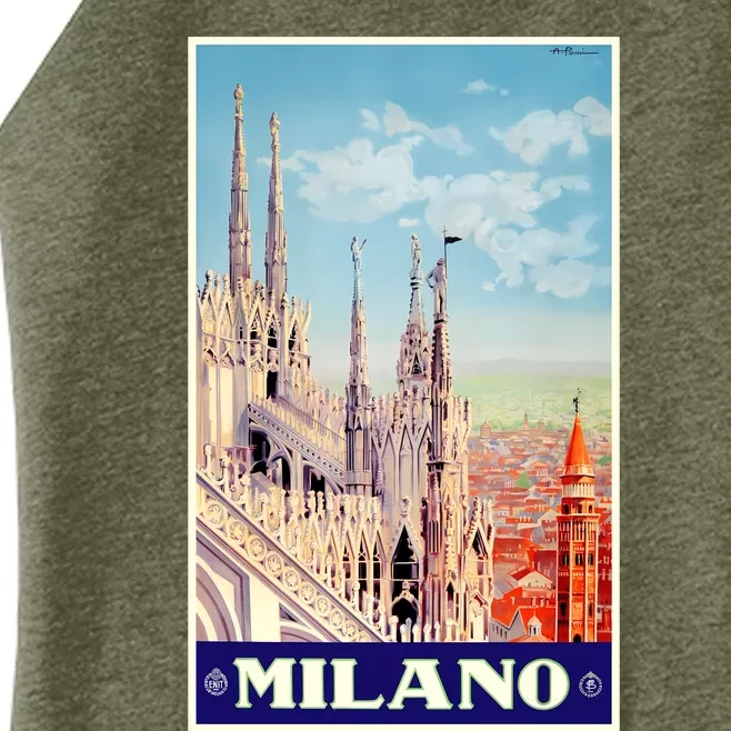 1930 Milan Cathedral Italy Travel Poster Women’s Perfect Tri Rocker Tank