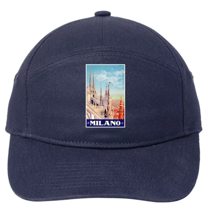 1930 Milan Cathedral Italy Travel Poster 7-Panel Snapback Hat