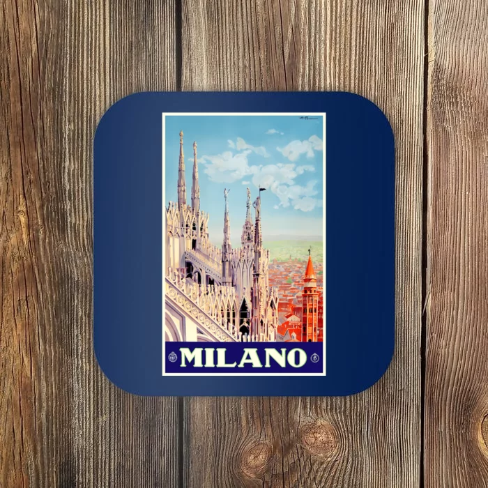 1930 Milan Cathedral Italy Travel Poster Coaster