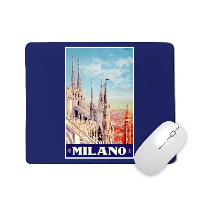 1930 Milan Cathedral Italy Travel Poster Mousepad