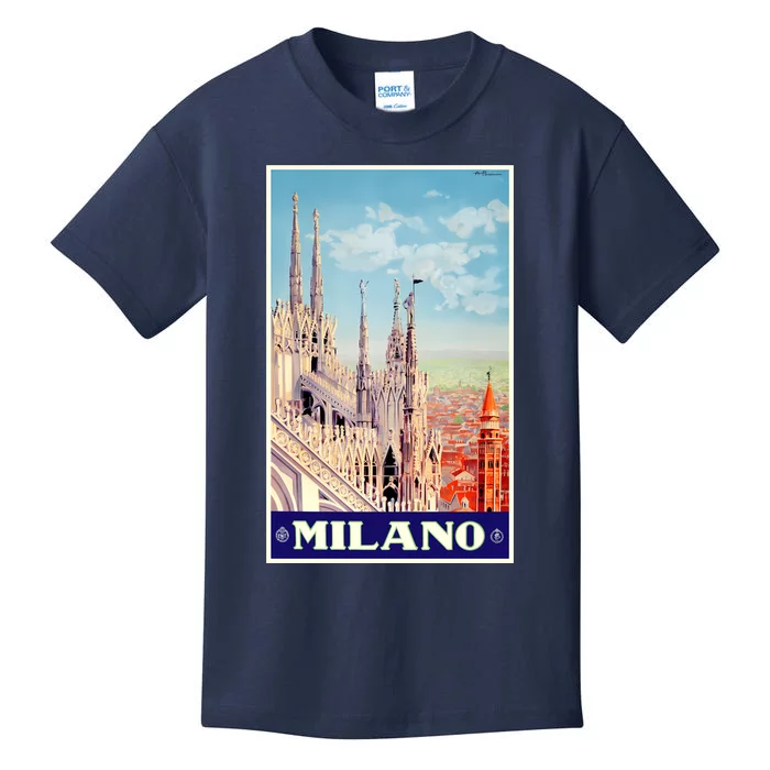 1930 Milan Cathedral Italy Travel Poster Kids T-Shirt