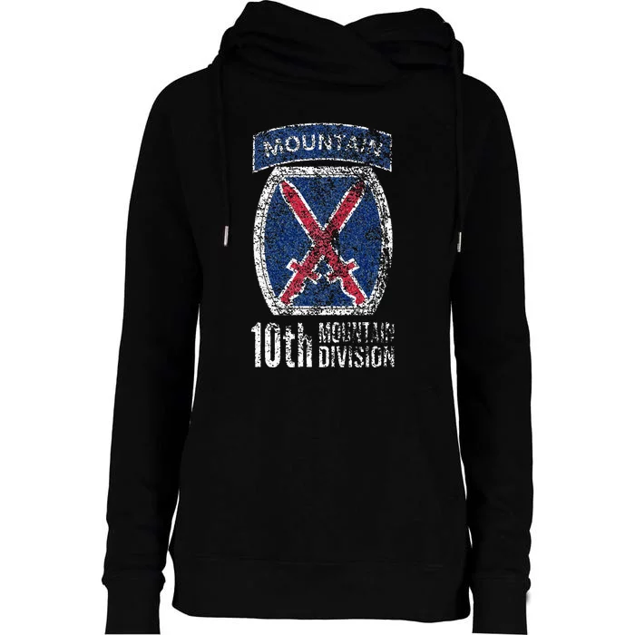 10TH MOUNTAIN DIVISION ARMY INFANTRY US USA VETERAN Womens Funnel Neck Pullover Hood