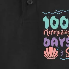 100 Mermazing Days Of School Celebration Dry Zone Grid Performance Polo