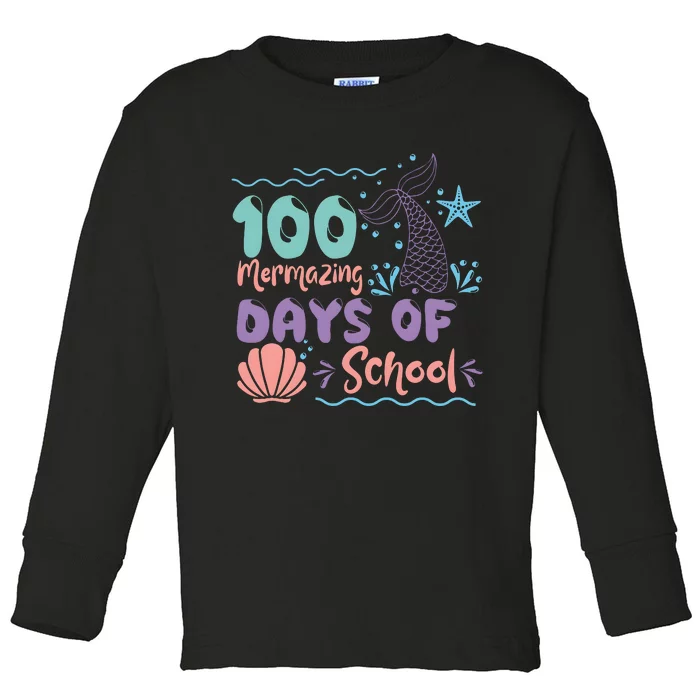 100 Mermazing Days Of School Celebration Toddler Long Sleeve Shirt