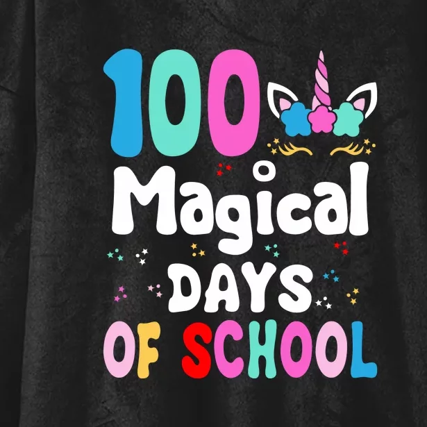 100th Day of School Unicorn 100 Magical Days Teacher Girls Hooded Wearable Blanket