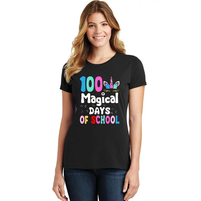 100th Day of School Unicorn 100 Magical Days Teacher Girls Women's T-Shirt