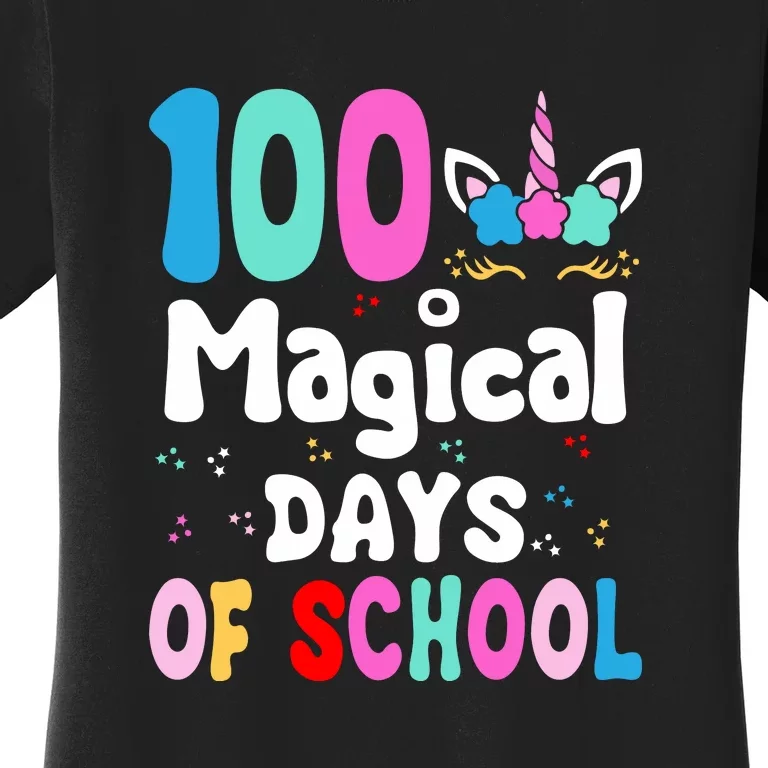 100th Day of School Unicorn 100 Magical Days Teacher Girls Women's T-Shirt