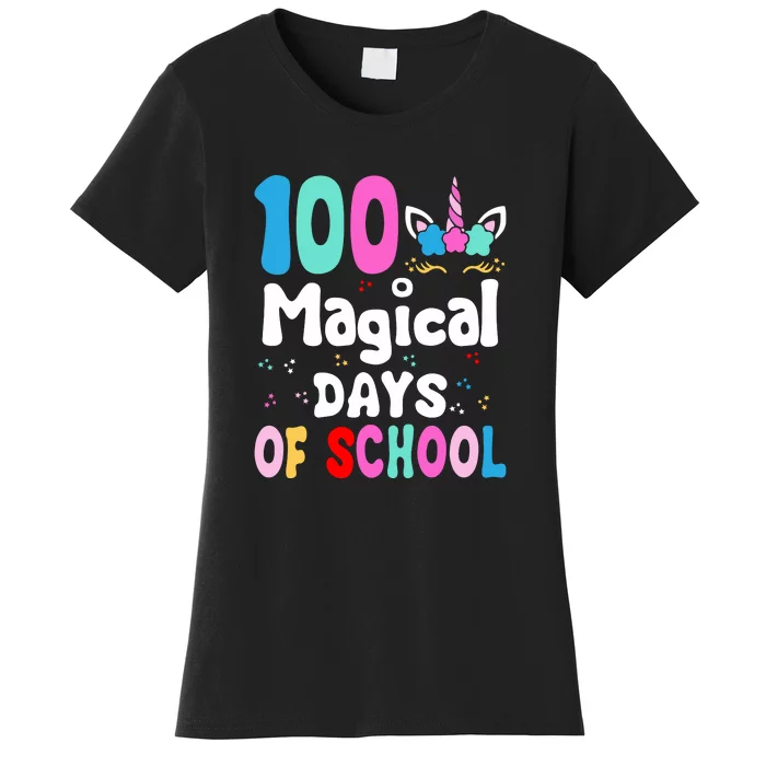 100th Day of School Unicorn 100 Magical Days Teacher Girls Women's T-Shirt