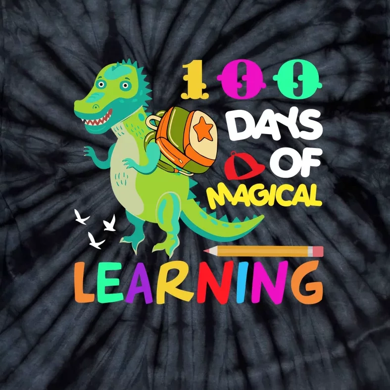 100 Magical Days Of Learning Dinosaur 100th Day School Gift Tie-Dye T-Shirt