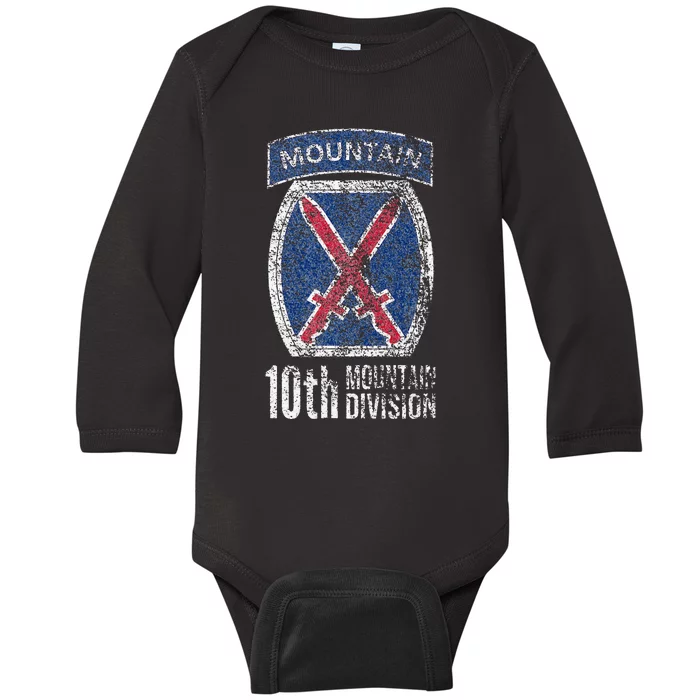 10TH MOUNTAIN DIVISION ARMY INFANTRY US USA VETERAN Baby Long Sleeve Bodysuit