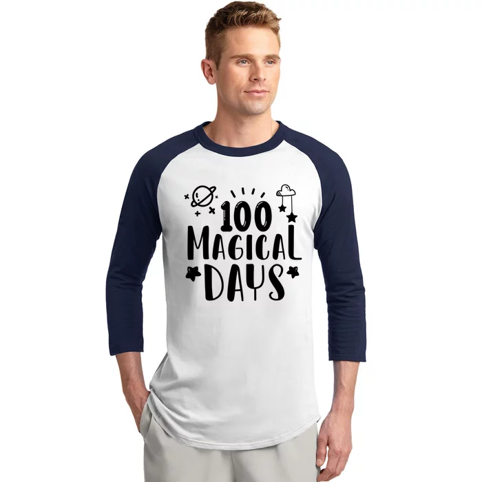 100 Magical Days Of Kindergarten Teacher 100 Day Of School Gift Baseball Sleeve Shirt