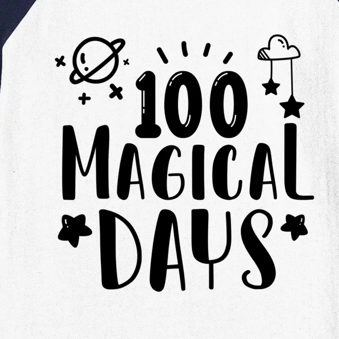 100 Magical Days Of Kindergarten Teacher 100 Day Of School Gift Baseball Sleeve Shirt