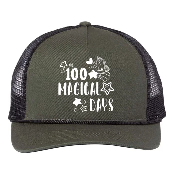 100 Magical Days Of Kindergarten Unicorn Lovers 100 Days Cool Gift Retro Rope Trucker Hat Cap