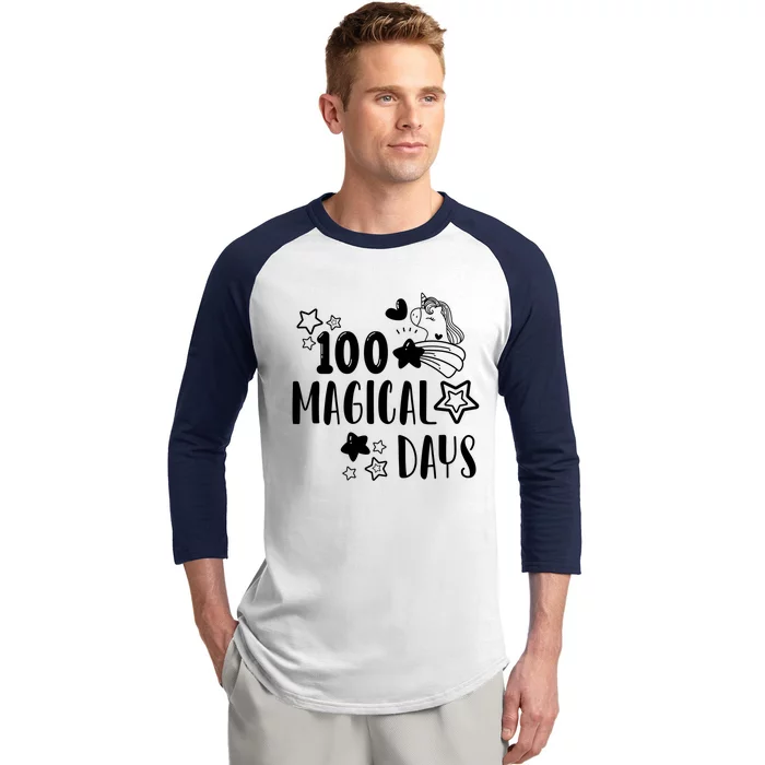 100 Magical Days Of Kindergarten Unicorn Lovers 100 Days Cool Gift Baseball Sleeve Shirt