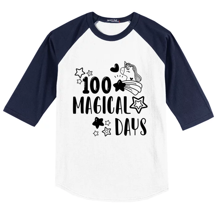 100 Magical Days Of Kindergarten Unicorn Lovers 100 Days Cool Gift Baseball Sleeve Shirt