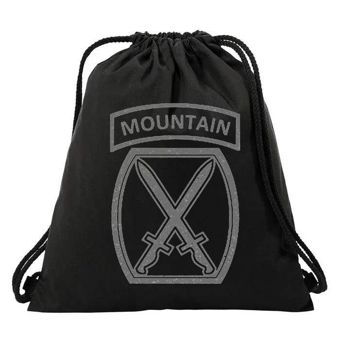 10th Mountain Division Army Infantry Us Usa Veteran Gray Drawstring Bag