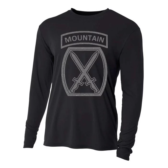 10th Mountain Division Army Infantry Us Usa Veteran Gray Cooling Performance Long Sleeve Crew