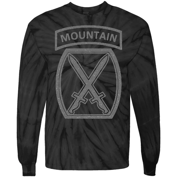 10th Mountain Division Army Infantry Us Usa Veteran Gray Tie-Dye Long Sleeve Shirt