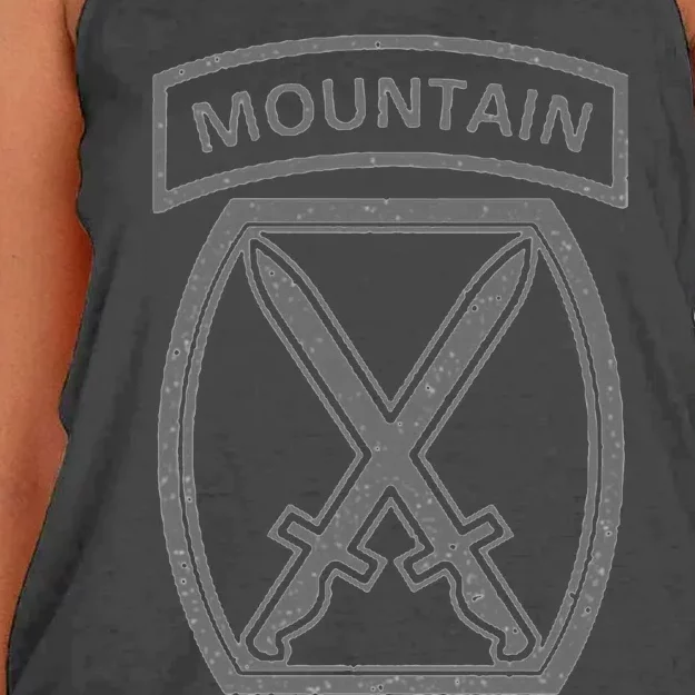 10th Mountain Division Army Infantry Us Usa Veteran Gray Women's Knotted Racerback Tank