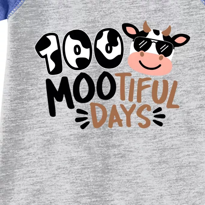 100 Mootiful Days Cow Pattern With Glasses 100 Days Of Schoo; Infant Baby Jersey Bodysuit