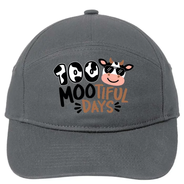 100 Mootiful Days Cow Pattern With Glasses 100 Days Of Schoo; 7-Panel Snapback Hat