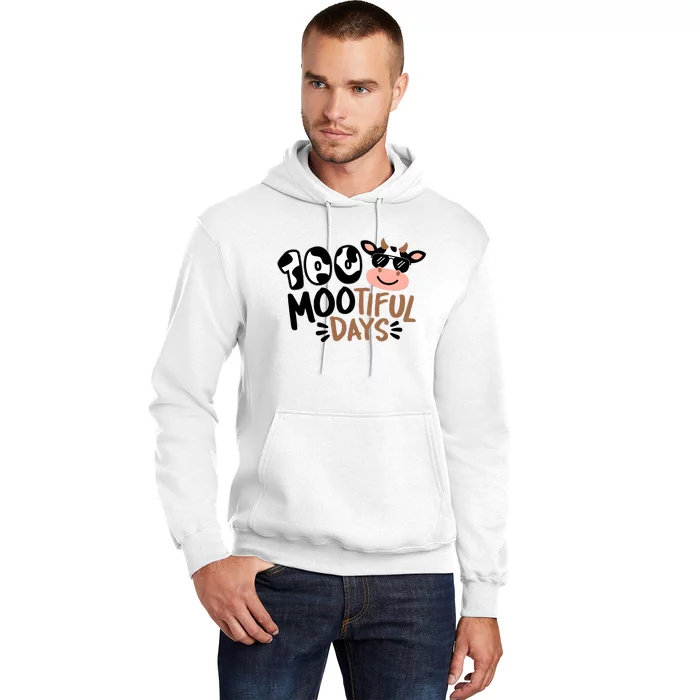 100 Mootiful Days Cow Pattern With Glasses 100 Days Of Schoo; Hoodie