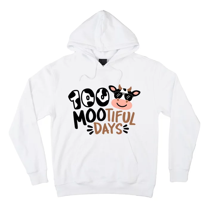 100 Mootiful Days Cow Pattern With Glasses 100 Days Of Schoo; Hoodie