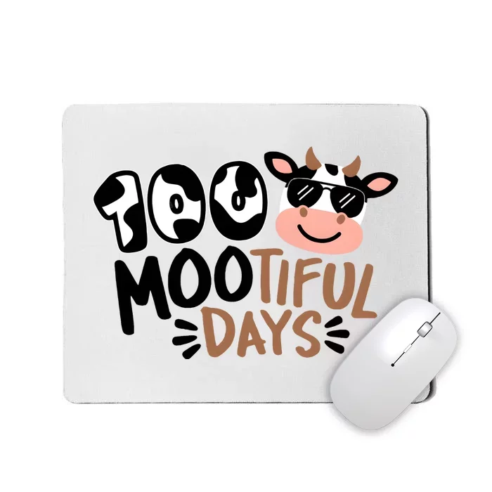 100 Mootiful Days Cow Pattern With Glasses 100 Days Of Schoo; Mousepad