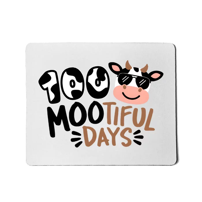 100 Mootiful Days Cow Pattern With Glasses 100 Days Of Schoo; Mousepad