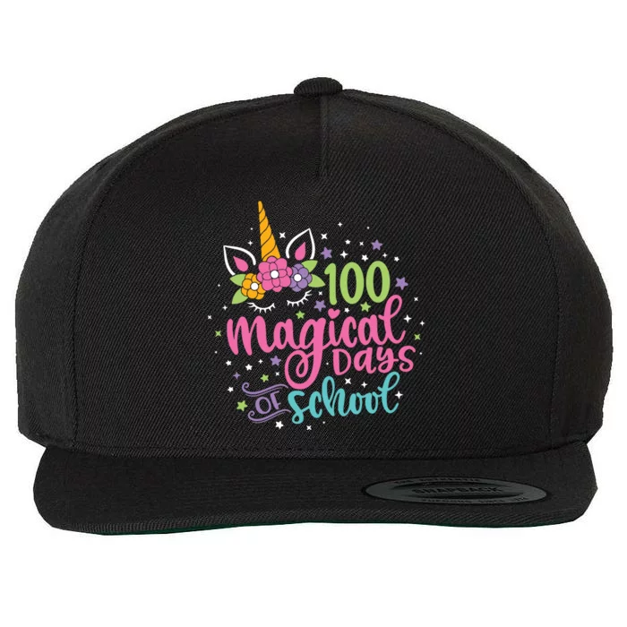 100 Magical Days Of School Unicorn 100 Days Of School Wool Snapback Cap